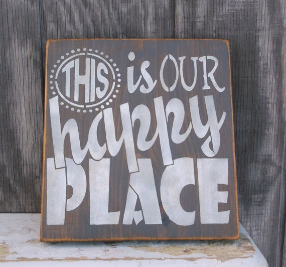 This Is Our Happy Place Primitive Rustic Wooden Sign Camp