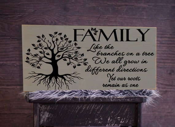 Family Like Branches on a Tree Vinyl Wooden Sign 12 x