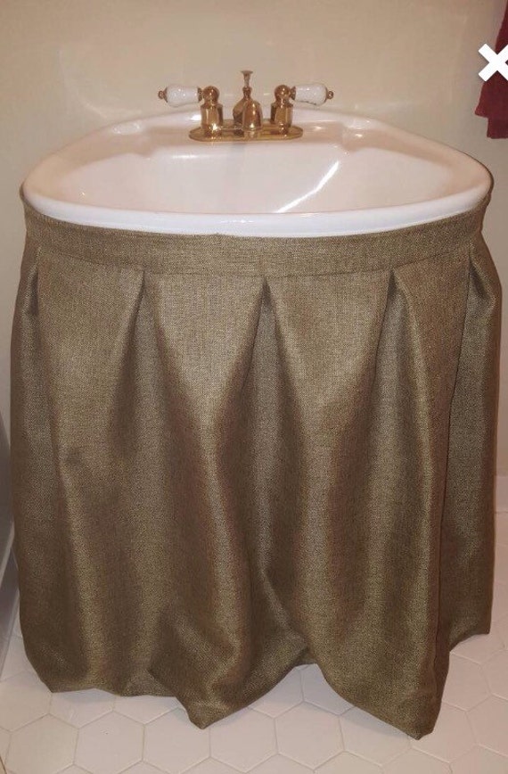 Sink Skirt LINED custom w/ Box Pleats by TraceysFeatheredNest
