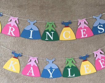 Personalized Disney Princess banner. Princess (name). Great for bedroom decor. Birthday Parties, Christmas gift, birthday gift.Free Shipping
