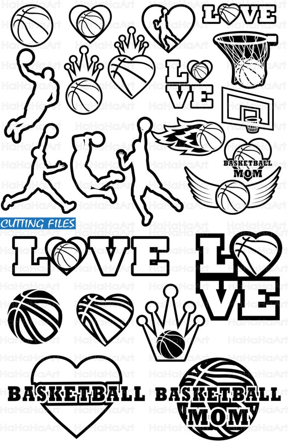 Outline Basketball Monogram Cutting Files Svg Png Jpg Eps