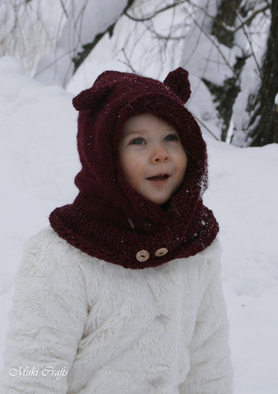 KNITTING PATTERN hood cowl Rowan baby toddler child by MukiCrafts