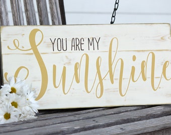 You are my sunshine wall art, hand painted wood sign, great for baby room  or home decor, measures 10.5