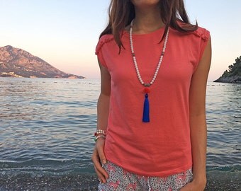Tassels necklaces Long statement necklace Tassel jewellery Beaded necklace Bohemian necklace Boho Long Necklace Layering necklace Girls gift