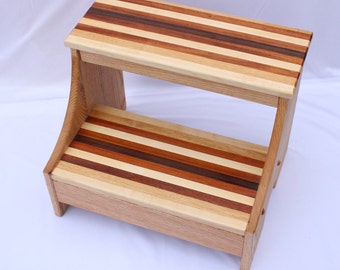 Striped Tread, Step Stool, Heavy Duty stool, Wood Step Stool, Solid Wood Step Stool, Wooden Stool, Kids Step Stool, Stool, Bedside Stool