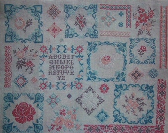 CROSS STITCH CHART Floral French Sampler Pattern 'Fleurs Delicates'
