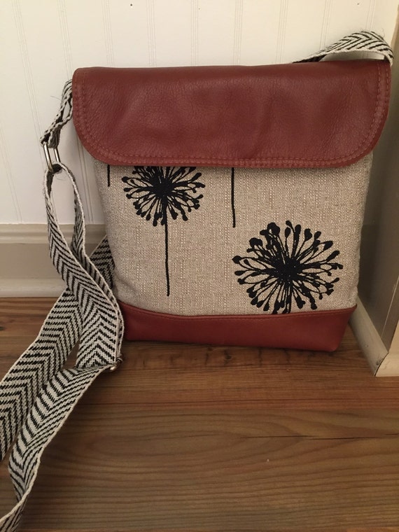 Leather Crossbody bag Leather and fabric by BirdOnAWireBags