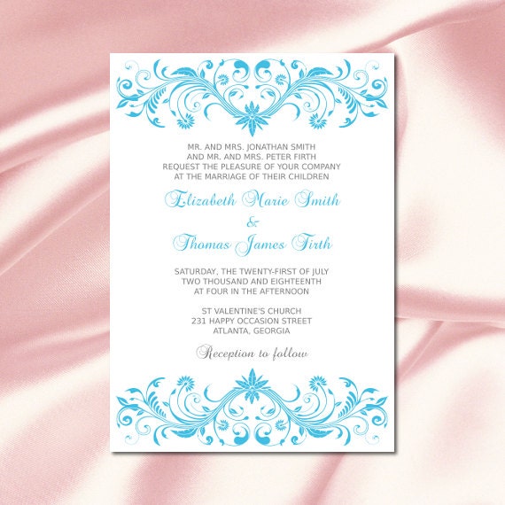 Malibu Blue Bridal Shower Invitations 1