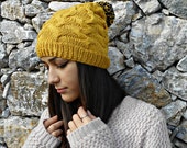 Slouchy Hat ~ Hand Knit Beanie with pom pom , gift idea for girlfriend, sister birthday, wife anniversary present Slouchy Hat ~ Hand Knit Beanie with pom pom , gift idea for girlfriend, sister birthday, wife anniversary present