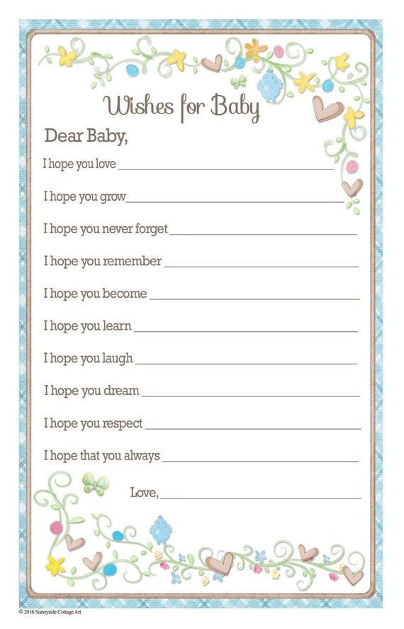 Best Wishes Note for Baby Shower Printable by SunnysideCottageArt