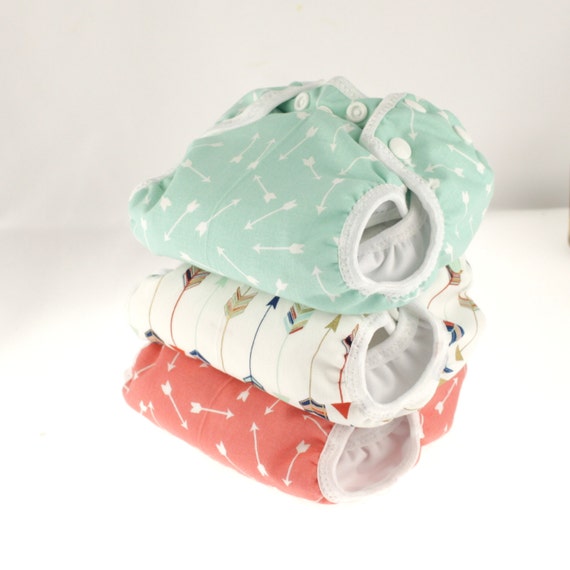 Set of 3 Arrow Newborn Cloth Diapers with umbilical cord snaps