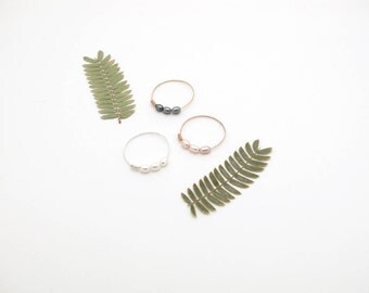 Wire Ring / Thin Ring / Gold Ring / Silver Ring / Pearl Ring / Dainty Ring / Stacking Ring / Midi Ring