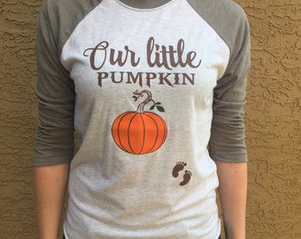 My Little Pumpkin Baseball Style Shirt. Pregnancy Halloween Shirt. Baby Bump Halloween Shirt. Maternity Halloween Shirt.