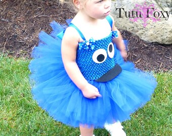 Cookie Monster Tutu Dress, Cookie Monster Costume, Cookie Monster Tutu, Cookie Monster Dress, Elmo Tutu Dress, Seasame Street Costume