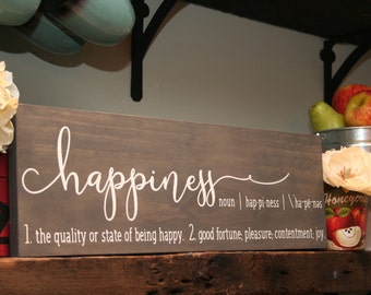5th Anniversary Gift For Her - Wood Sign - Happiness Sign - Happiness Definition - Wall Decor - Inspirational Home Decor - Farmhouse style