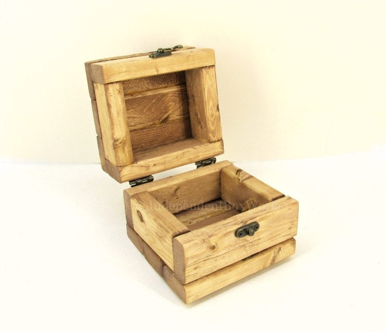Cherry Stained Small Wooden Box with Lid Rustic Little Etsy
