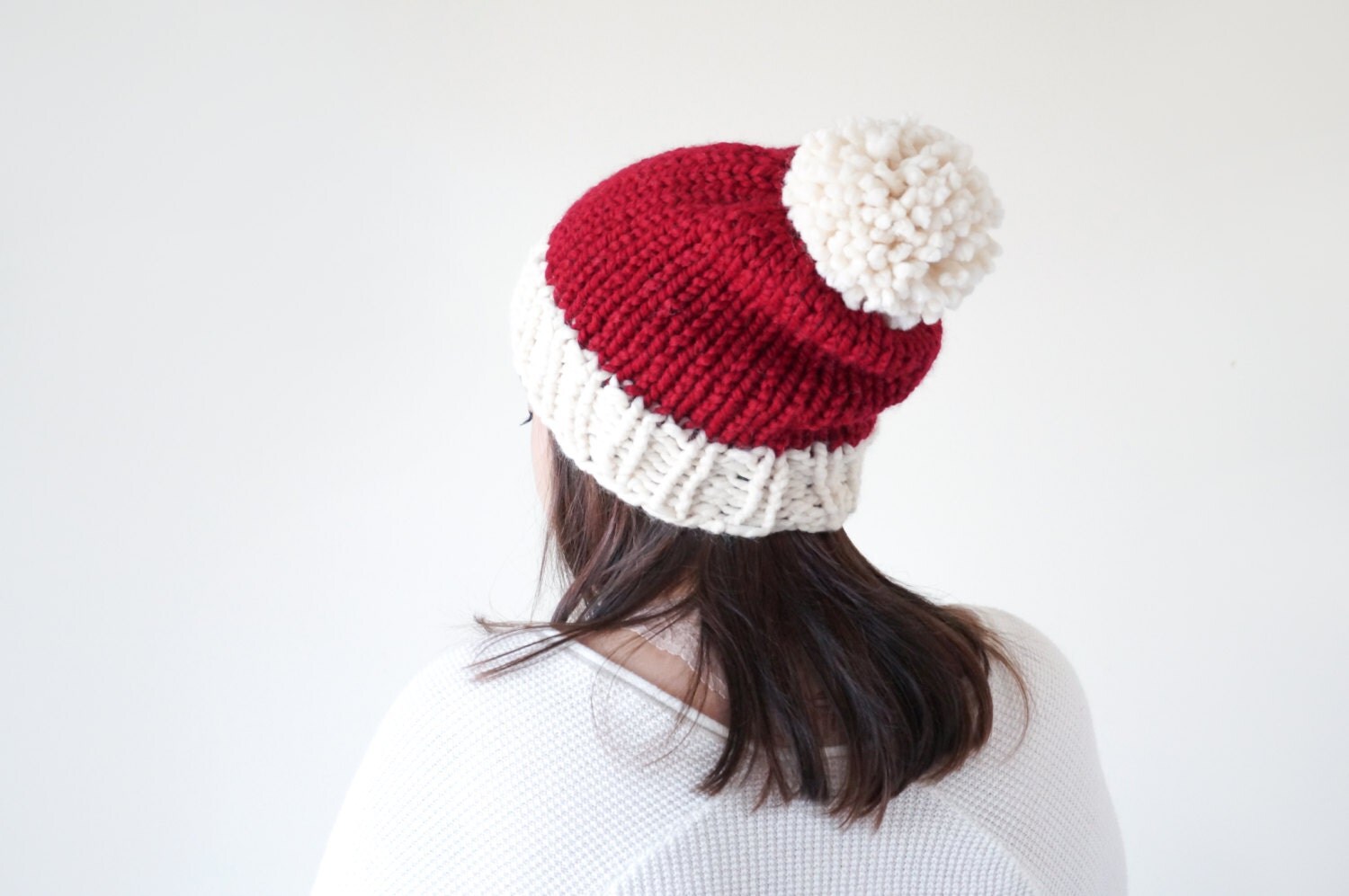 slouchy santa christmas beanie wool knit pom xmas hat two slouchy santa christmas beanie wool knit pom xmas hat two