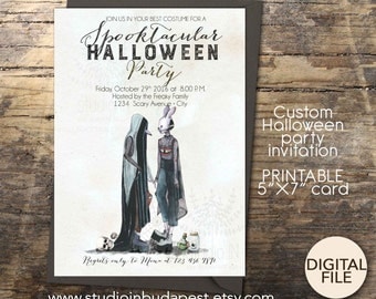 Printable Halloween Invitation, Halloween party invitation, Halloween costume party invitation, potluck invitation