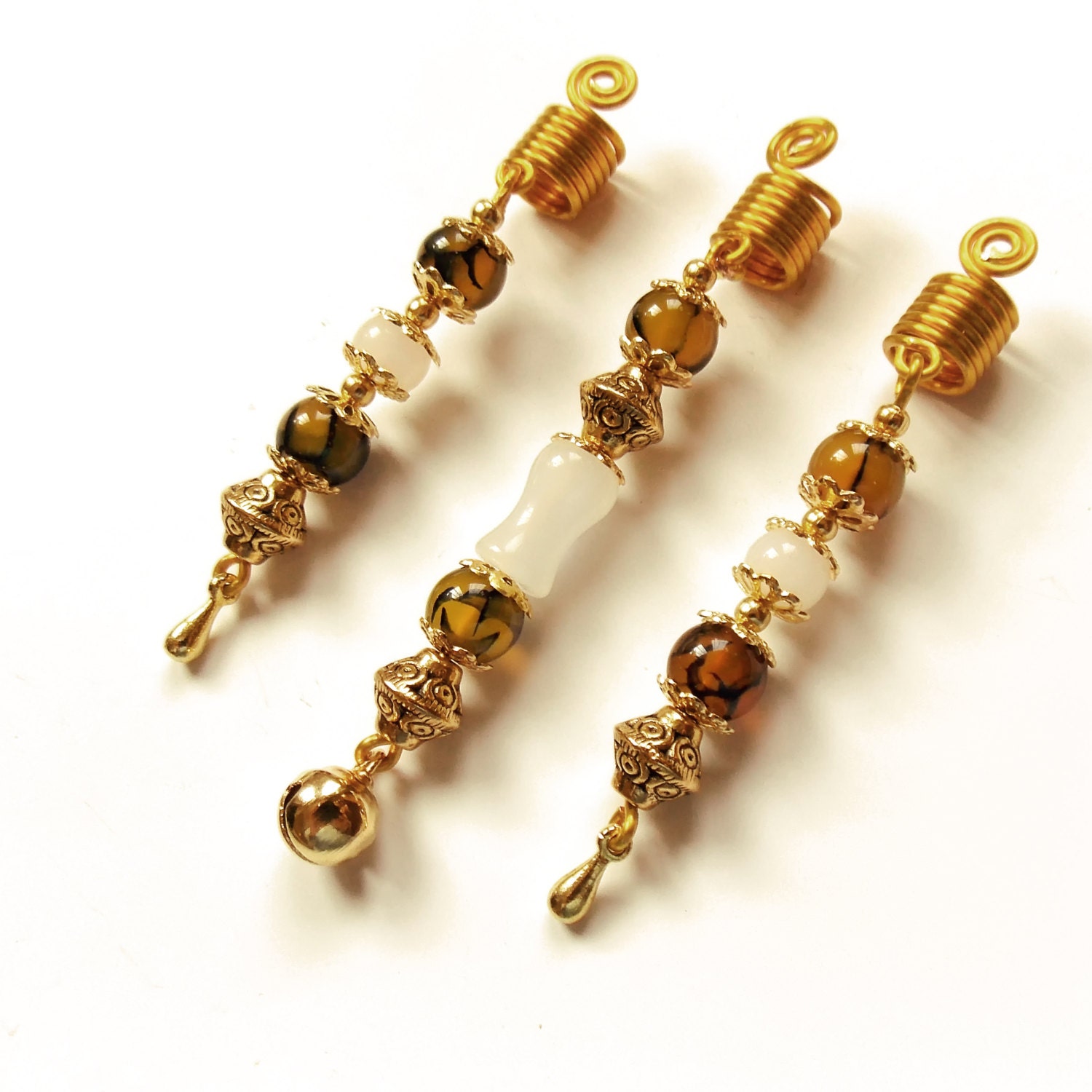 Hair Loc Jewelry Gemstone hair beads Gold plated by IvoStyleLine