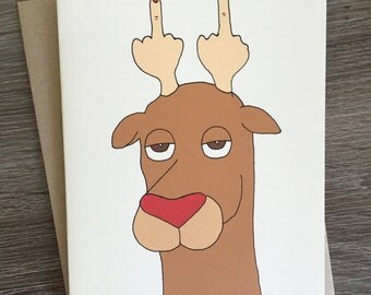 RUDE-olph - Funny Christmas Card - Funny Holiday Card - Christmas Pessmimist Card - Naughty Christmas Card - Adult Christmas Card