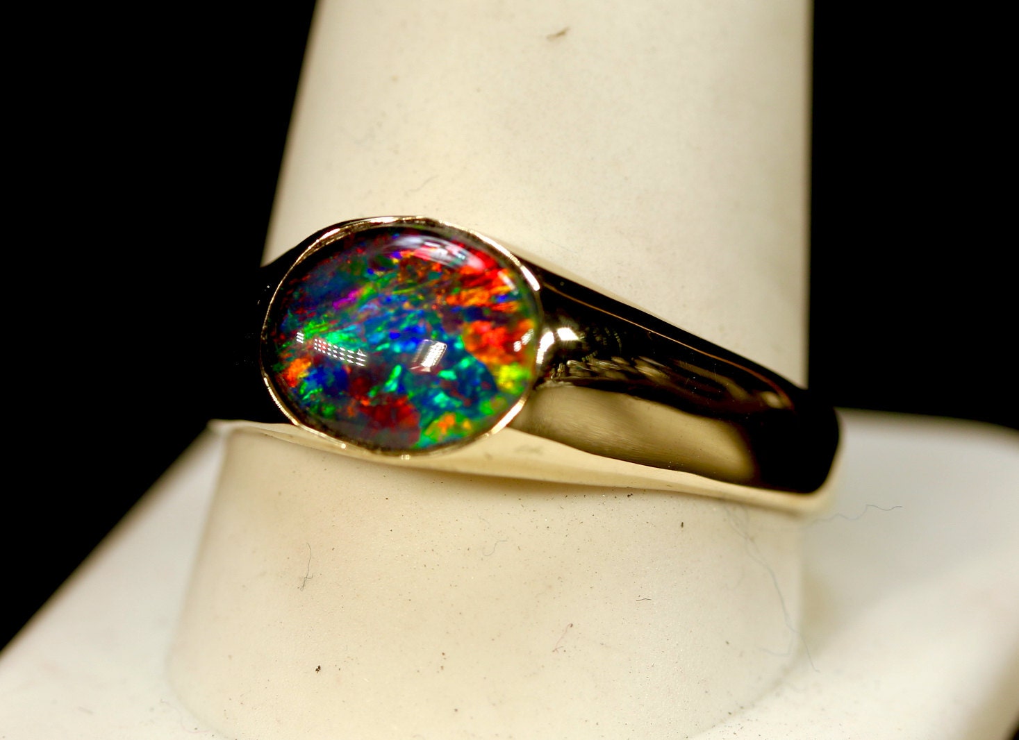 Natural Opal men's ring.Genuine Australian Opal