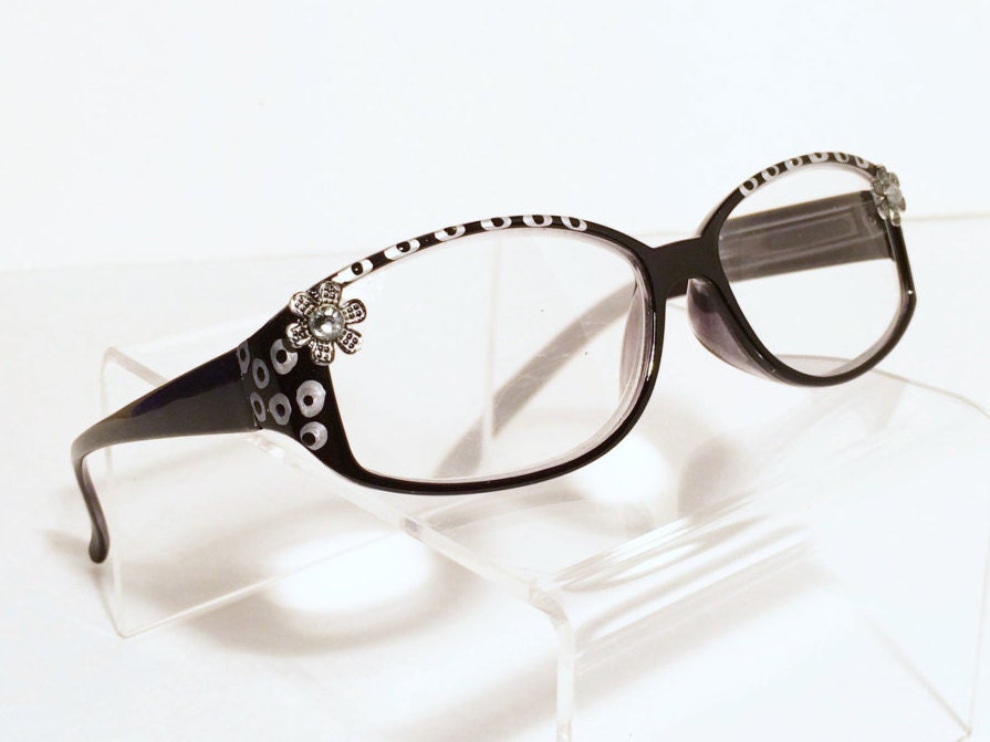 Hand Painted Reading Glasses 4.00 Women Flower Artsy Fun