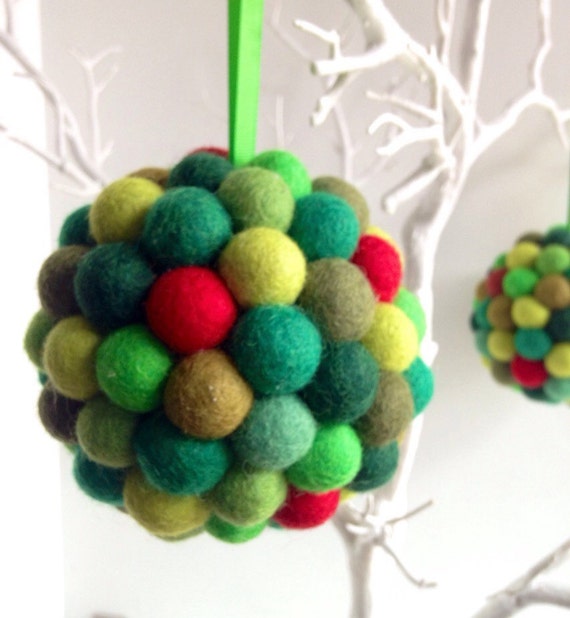 Items similar to Christmas Felt Ball Decorations. Felt Ornament
