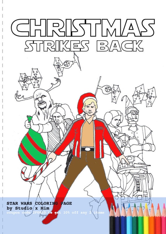 Star wars - christmas card - colouring page - colouring card - star