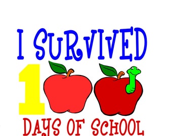 Survived 100 Days of School SVG/studio3/Dxf/Eps/png Cut Files INSTANT DOWNLOAD