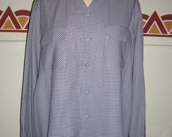 1940s Vintage Men's Gabardine shirt,Mc Gregor,Pied de poule,Loop,Flap pockets,Pointed Collar, Large