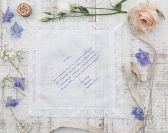 Personalised Handkerchief, Custom Handkerchief, Printed Handkerchief, Mother of Bride Handkerchief, Mother of Groom Handkerchief In Gift Box