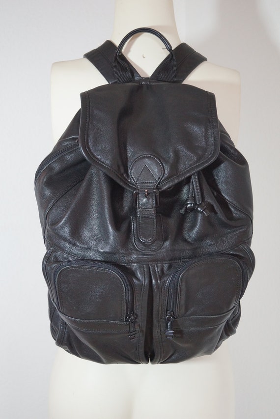 Vintage Tumi Black Leather Backpack / Unisex Leather TUMI