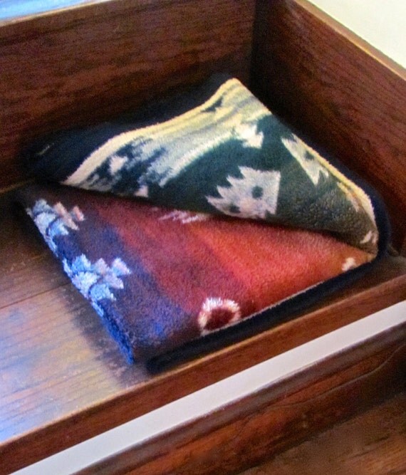 Vintage Fleece Blanket Native American Design by Biederlack