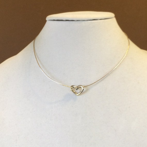 Sterling Silver Heart Slide Choker Necklace 16 by CJsJewelryShoppe