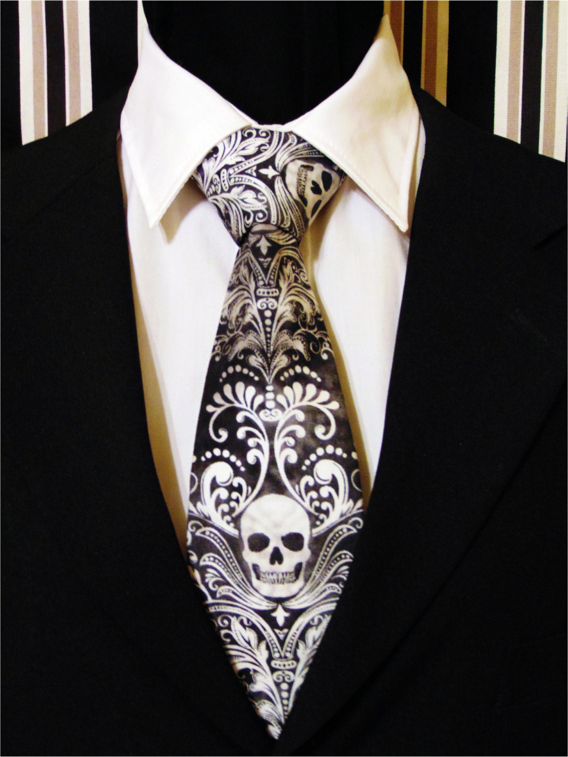 Skull Necktie Skull Tie Black Skull Necktie Black by EdsNeckties