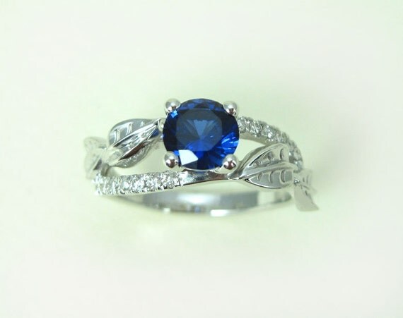 Sapphire Engagement Ring Leaves Engagement Ring Leaf by Benati