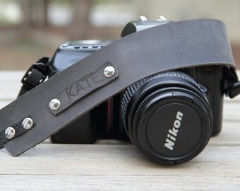 Personalized Leather Camera Strap,Leather Camera Strap,Gift for Photograph Lovers,Gray Camera Strap