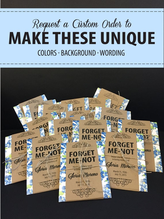 Personalized Memorial Forget-Me-Not Seed Packets with Blue