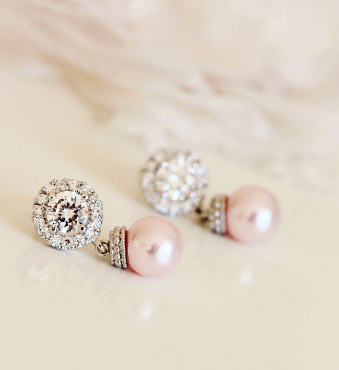 Blush Pink Earrings Blush wedding Jewelry Blush Bridesmaid Gift Bridesmaid Earrings Pink Pearl Earrings Bridal Earrings Bridesmaid Jewelry