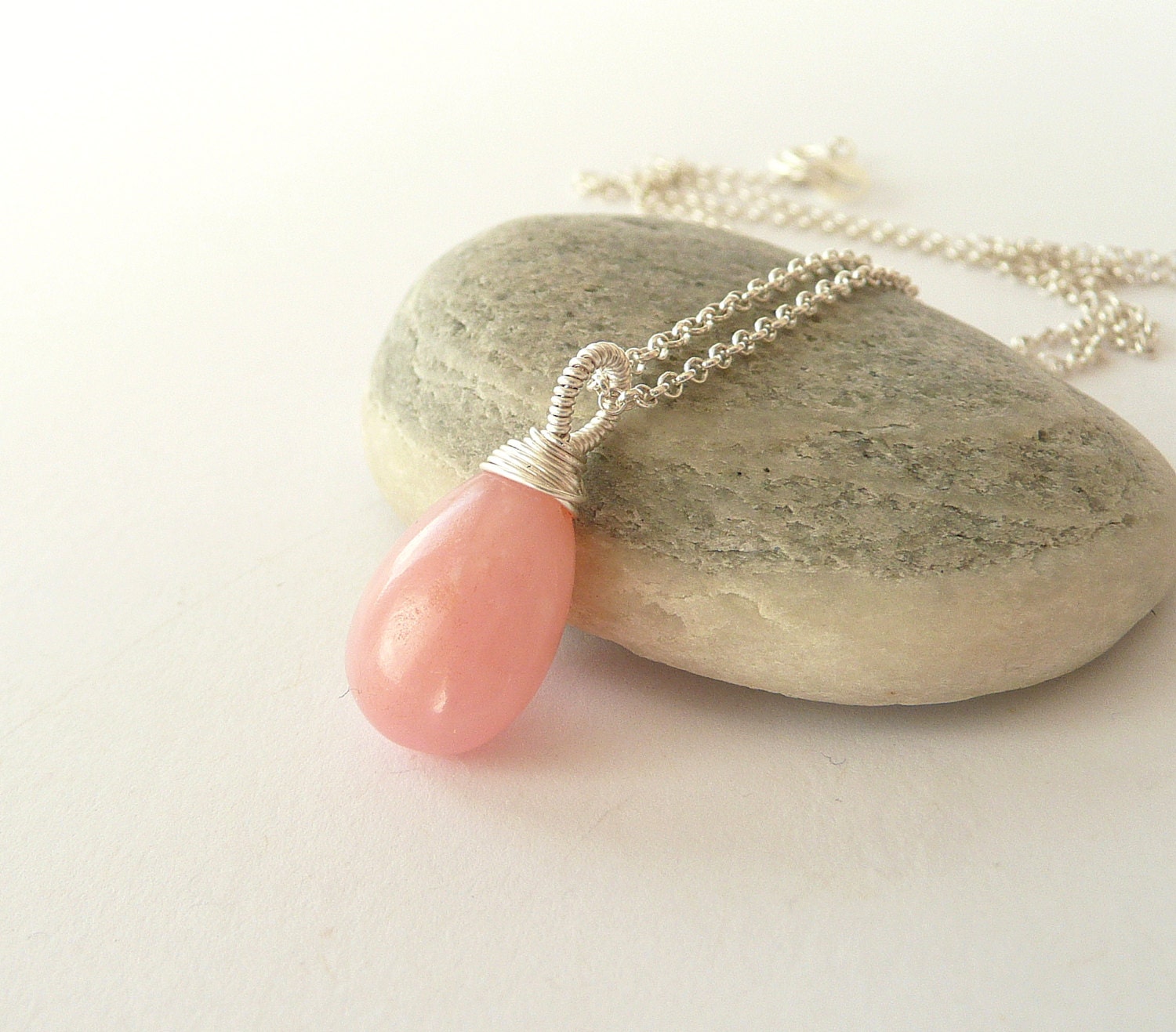 Pink Opal Necklace Sterling Silver Opal Necklace By Monadesing 5655