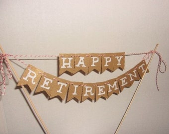 Happy Retirement Cake Topper, Retirement Cake Topper, Cake Topper, Happy Retirement, Mini Banner, Gold Retirement Cake Topper,