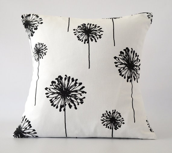 Black 24x24 pillow black pillow black white pillow cover