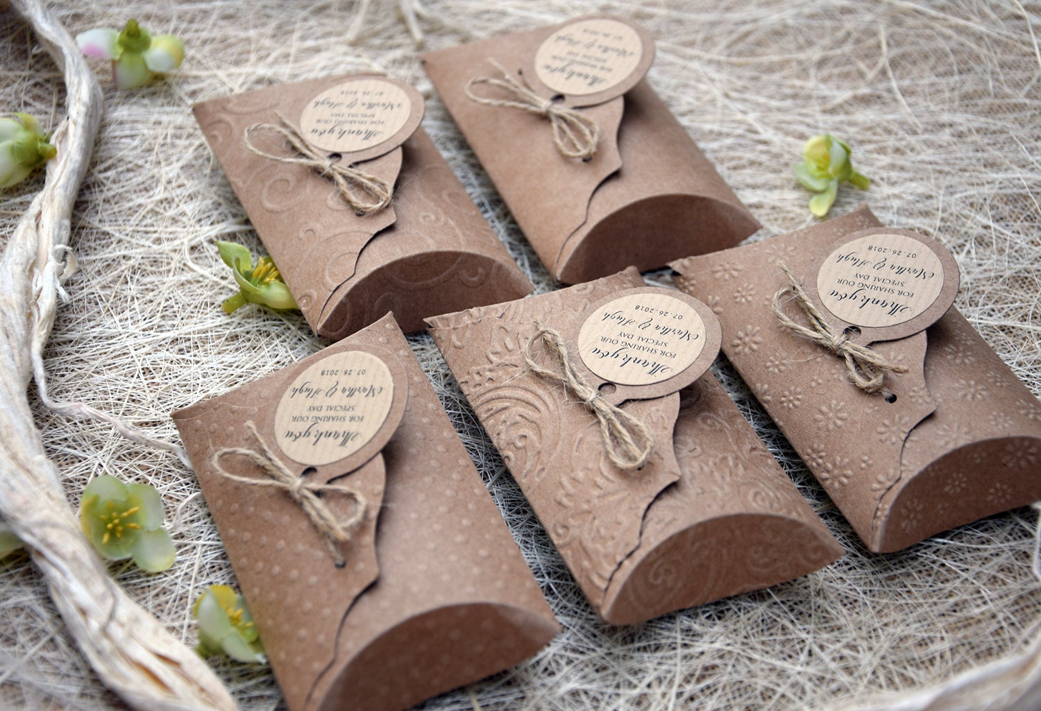 Rustic Pillow Box 5 Favor Pillow Boxes Wedding Favor box