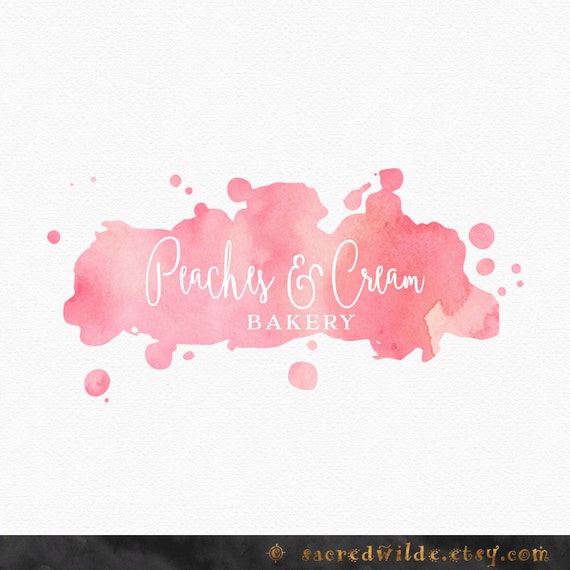 Peaches and Cream Logo Design Watercolor Logo Watercolour