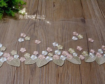 1 Yard Lace Trim Floral Embroidered Colorful embroidery Tulle Lace 6.69 Inches Wide High Quality YL400