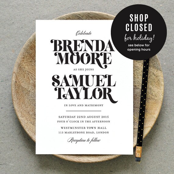 PRE-ORDER for 9 March / Printable Wedding by PennyBlackPost