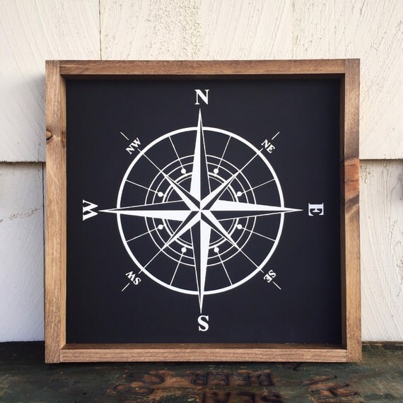 Painted Compass Framed Wood Sign Explore Theme Kids Room