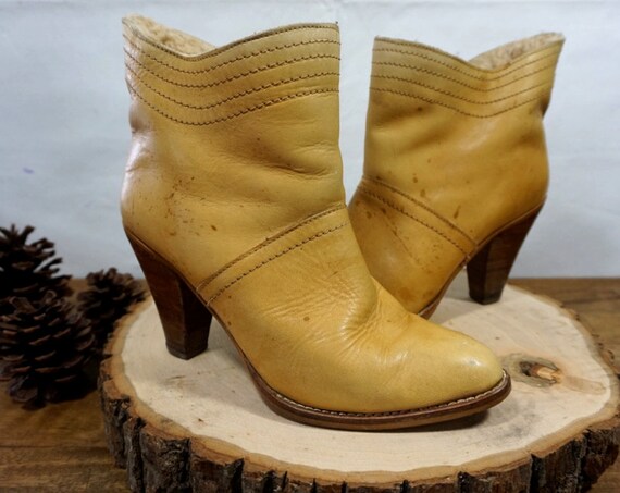 yellow leather booties