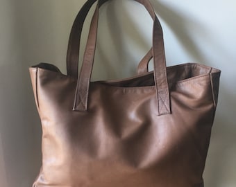 Brown Leather Tote,Leather tote bag.Handmade leather tote,Tote bag with zipper. Women Leather Bag,Tote Bag,Leather school bag,Brown leather