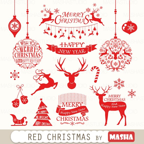 Download Items similar to Christmas clipart: "Red Christmas Clipart ...